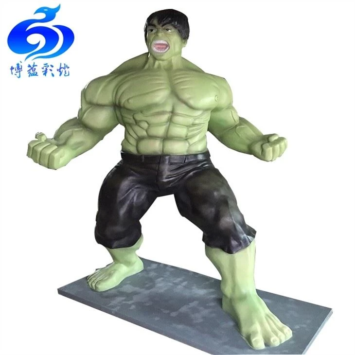 Kids Attraction Colorful Fiberglass Hulk Statue