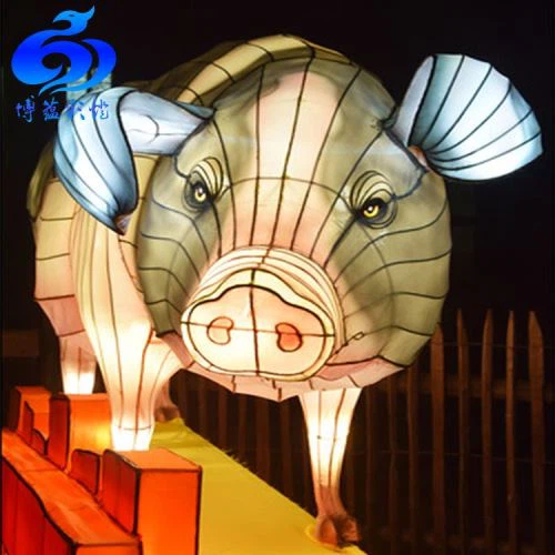 Открит декоративни копринени свински животински фенер